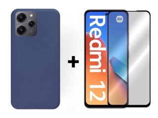 9D SKLO + PUZDRO 2v1 pre Xiaomi Redmi 12 - Silikónové modré