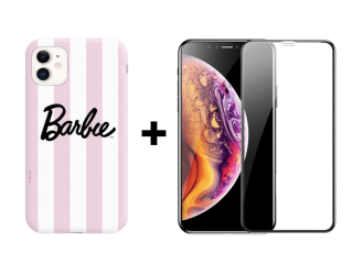 9D SKLO + KRYT 2v1 pre Apple iPhone 11 Barbie ružovo biele